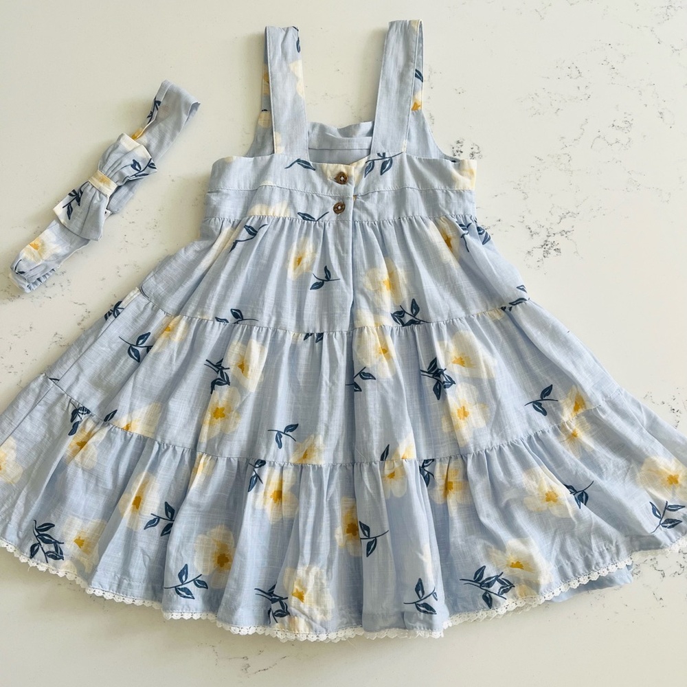 NWOT Joie Blue Floral Dress with Matching Headband Size 3T - Picture 5 of 9